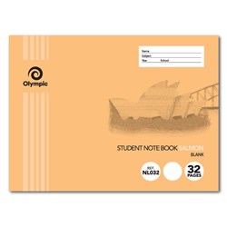 Book Exercise Tudor Nsw Primary 32Page L/Scape Blank Salmon