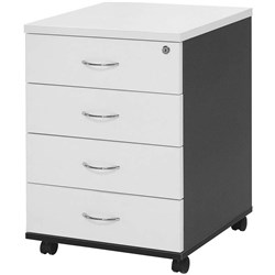 Pedestal Logan Mobile 4 Drawer White/Ironstone