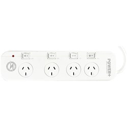 Powerplus Powerboard 4 Outlet Individual Switch Surge & O/load