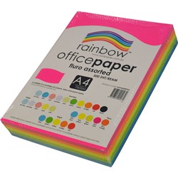 Rainbow A4 80gsm Assorted Fluro Colours Copy Paper