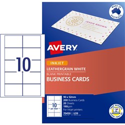 Business Card Inkjet Ij39 White Leathergrain