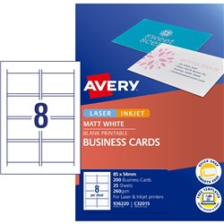 Quick & Clean I/Jet Business Cards C32015-25 8 Per Sheet Matte
