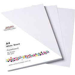 PASTEBOARD 510x640mm 4 sheet 250gsm White Pack of 100