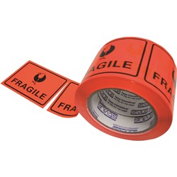 Tape Packaging Stylus Fragile Black/Orange 75mmx100m
