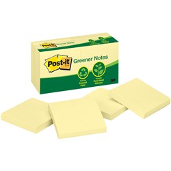 Post-It Yellow Recycled 654-RPA 75x75mm Adhesive Notes