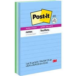Post-It Tropical 660-3SST 98x149mm Super Sticky Lined Adhesive Notes