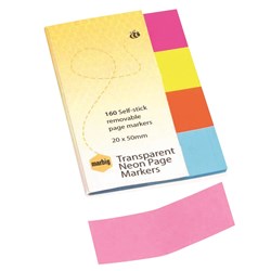 Page Marker Marbig Transparent 20X50mm Assorted