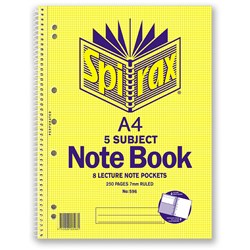 Notebook Spirax 596 5 Subject A4 250Pg