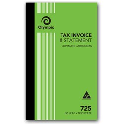 Book Carbonless Invoice & Statement Trip 725 200X125mm
