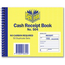 Book Carbonless Spirax Cash Receipt 504 102x127mm