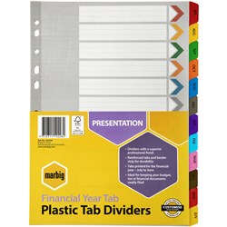 Indices A4 Plastic Tabbed Board July-June Tab Multi-Coloured