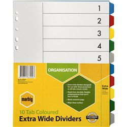 Marbig A4 Pp 10 Tab Extra Wide Dividers