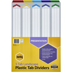Dividers A3 Plastic Tabbed Board 5 Tab Multi-Coloured Landscape