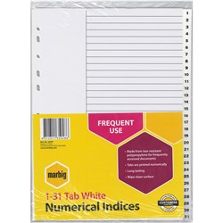 Indices A4 Polypropylene 1-31 White