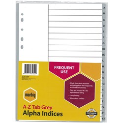 Indices A4 Polypropylene A-Z Grey