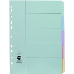 Dividers A4 Board 5 Tab Pastel Multi-Coloured