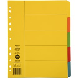 Marbig A4 Manilla 5 Tab Extra Wide Dividers