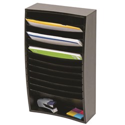 Organiser Marbig Wooden Desktop Angled Sorter 12 Tier Black
