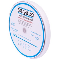 Stylus White Adhesive 25mmx25m Strip Loop Fastener