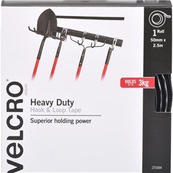 Velcro Stick On Heavy Duty 50mmx2.5M Black
