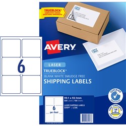 Label Laser Avery Parcel L7166-100 99.1x93.1mm 6 p/page