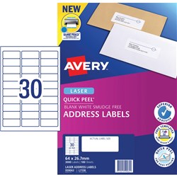 Label Laser Avery Address L7158-100 64X26.7mm 30 P/Page