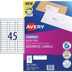 Avery L7156 45/sht 58x17.8mm Mailing Address Laser Labels