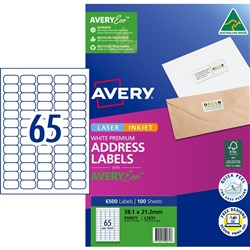 Label Laser Avery Mini Address L7651-100 38.1X21.2mm 65 P/Page