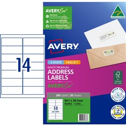 Avery L7163-20 99.1X38.1mm 14 P/Page Laser Address Labels