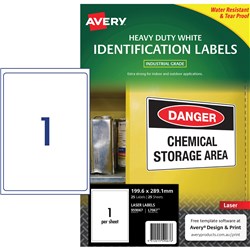 Label Laser Avery H/Duty Shipping L7067-25 199.6X289.1mm 1 P/Page