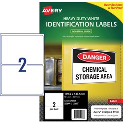 Label Laser Avery H/Duty Shipping L7068-25 199.6X143.5mm 2 P/Page