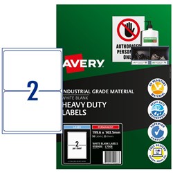 Label Laser Avery H/Duty Shipping L7068-25 199.6X143.5mm 2 P/Page