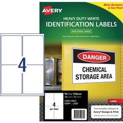 Label Laser Avery H/Duty Parcel L7069-25 99.1X139mm 4 P/Page