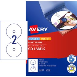 Label Laser Avery CD/DVD L7676-25 Full Face