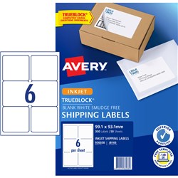 Label Inkjet Avery Parcel J8166-50 99.1x93.1mm 6 P/page