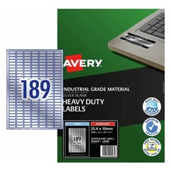 Labels Avery Laser Heavy Duty Silver Metallic 189/Sheet L6008