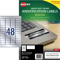 Label Laser Avery H/Duty L6009-20 Silver 48 P/Page