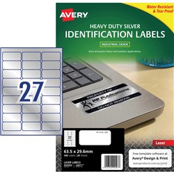 Label Laser Avery H/Duty L6011-20 Silver 27 P/Page