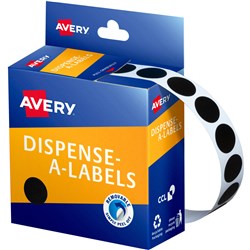 Label Avery Dispenser Pack Circle 14mm Black