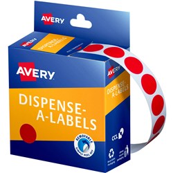 Label Avery Dispenser Pack Circle 14mm Red