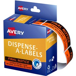 Label Avery Dispenser Pack Final Notice 19X64mm