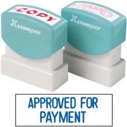 X-Stamper 1025 Approved For Payment Blue Self Inking Stamp