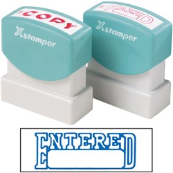 X-Stamper 1205 Entered/Date Blue Self Inking Stamp