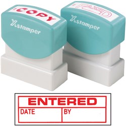 X-Stamper 1534 Entered/Date/By Red Self Inking Stamp