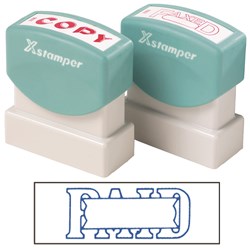 X-Stamper 1201 Paid/Date Blue Self Inking Stamp