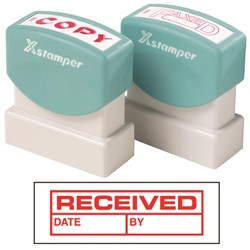 X-Stamper 1680 Received/Date/By Red Self Inking Stamp