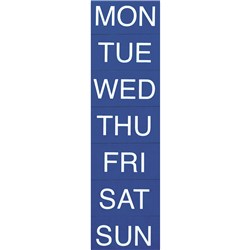 Magnetic Calendar Headings Days White On Blue 50X25mm