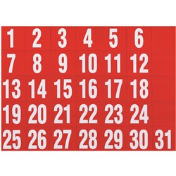Quartet Magnetic Dates White On Red 25x25mm