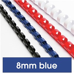 Binding Coil Plastic 21 Ring 8mm Blue
