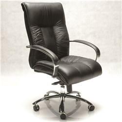Chair Big Boy Director's Leather Med Back With Arms Black